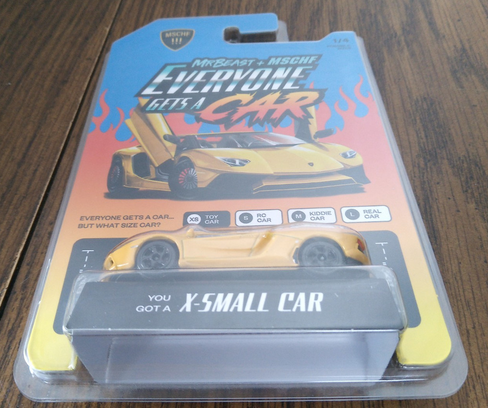 Mr Beast + Mschf Everyone Gets A Car X-Small Car Yellow Lamborghini Aventador